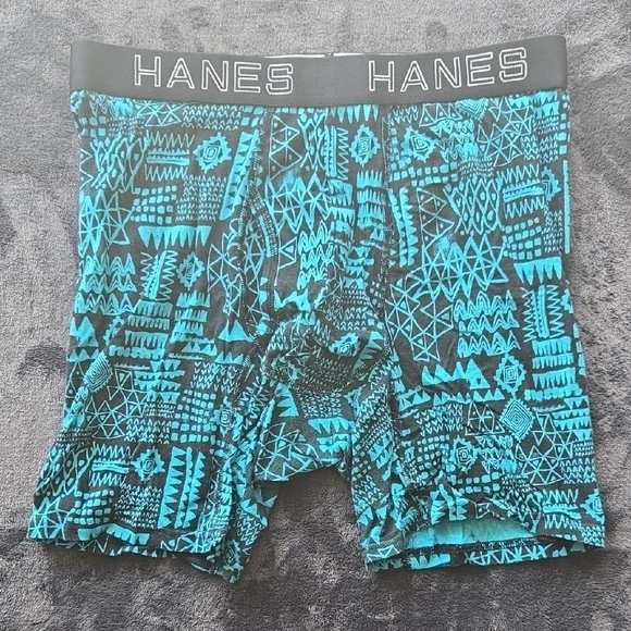 Hanes Blue Boxer Briefs with Graphic Design - Picture 1 of 5